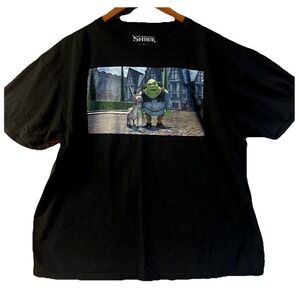 DreamWorks Shrek and Donkey Graphic T-Shirt Mens XL Black Duloc Movie Tee